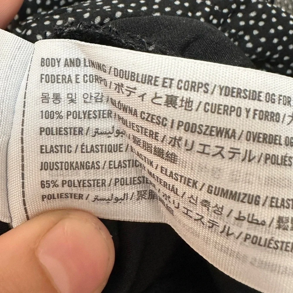 Abercrombie Fitch‎ Black White Polka Dot Ruched V Neck Long Sleeve Crop Top